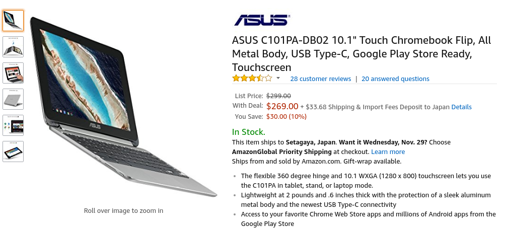 Amazon.com: ASUS C101PA-DB02 10.1" Touch Chromebook Flip, All Metal Body, USB Type-C, Google Play Store Ready, Touchscreen: Computers & Accessories