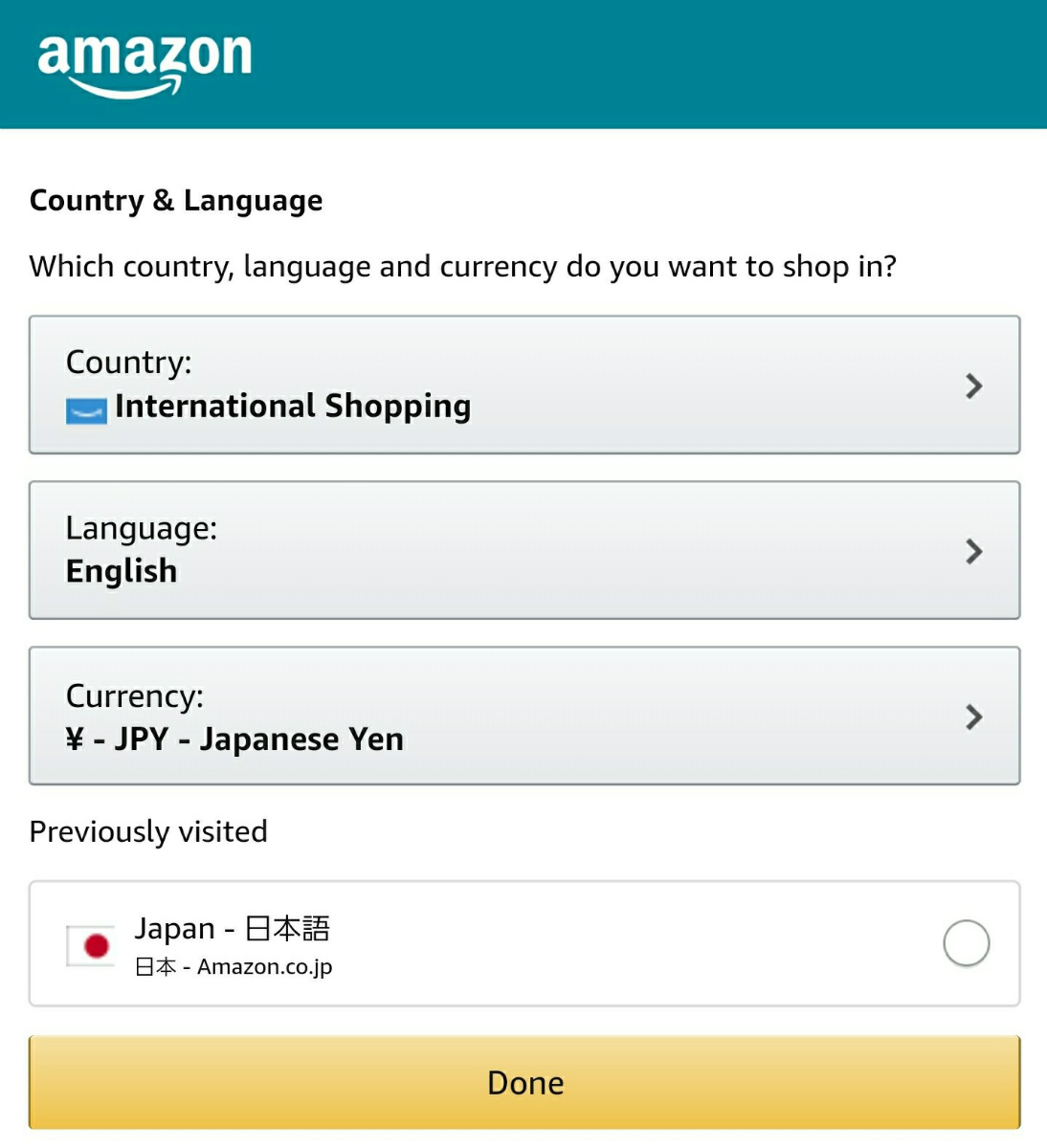 Amazonアプリ設定画面